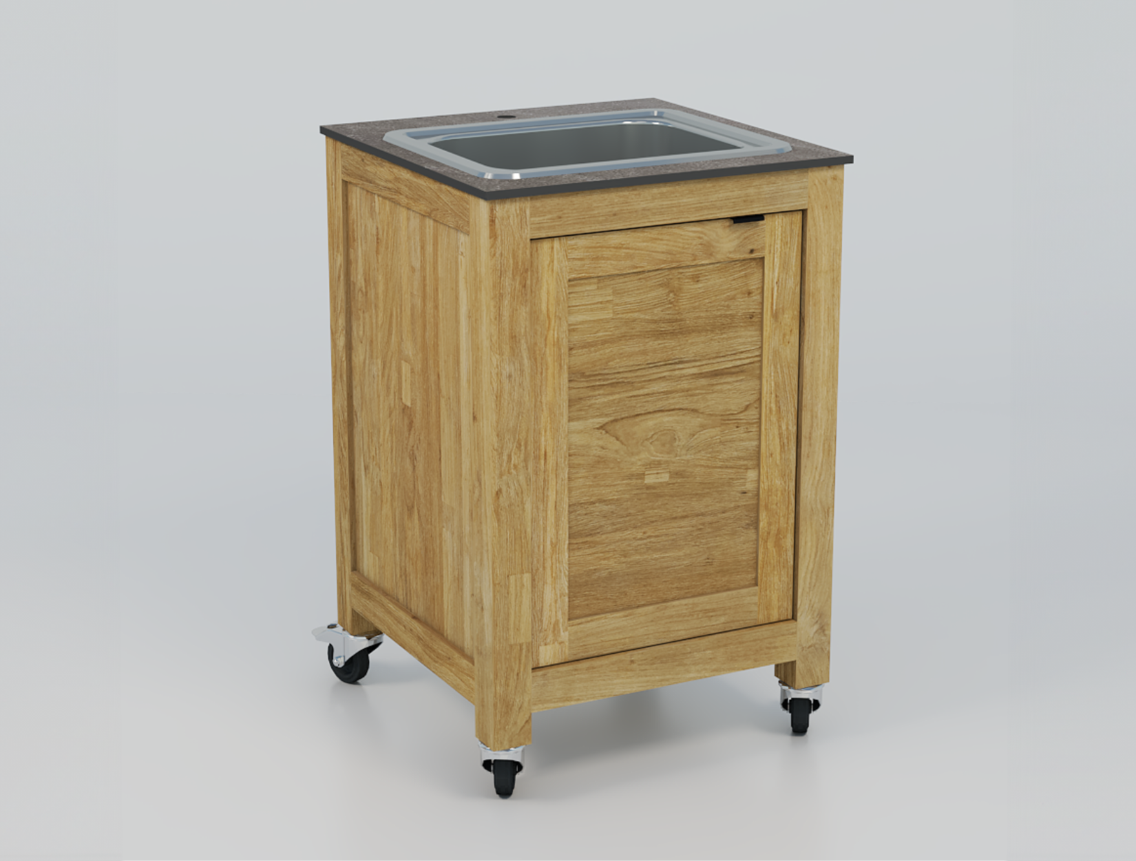 Module 1 porte et 1 bassin avec roulettes de cuisine extérieur