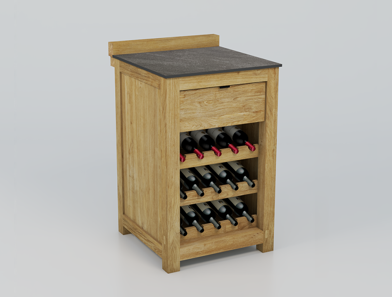 Module porte-bouteilles et 1 tiroir de cuisine extérieur